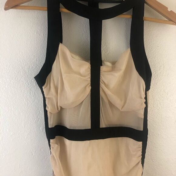 Lush Sexy Strappy mesh Ruched Bodycon dress M - Picture 2 of 6